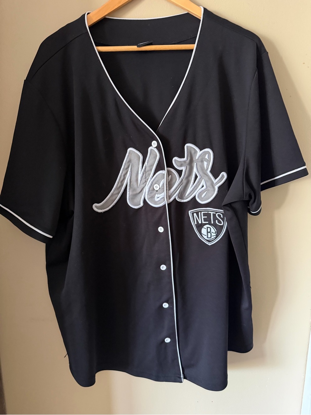 Brooklyn Nets Black Button-Up Baseball Jersey